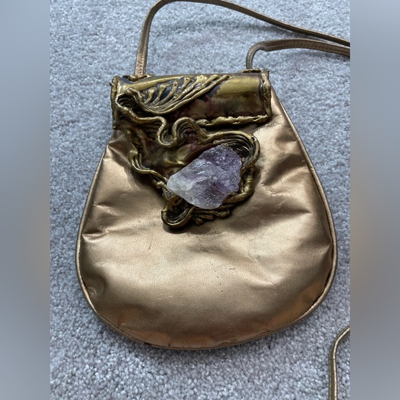 🚚MOVING SALE Vintage 1970 Carvalhu's Brutalist Amethyst Brass & bronze Leather - Picture 4 of 16